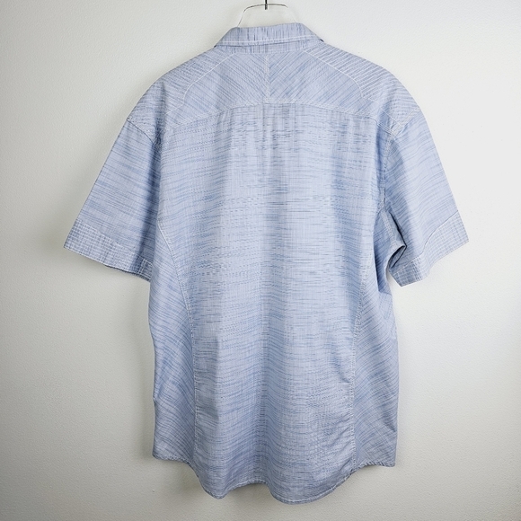 Buckle Black Athletic Fit Light Blue Short Sleeve Button Front Men's Shirt XXL - Picture 2 of 10